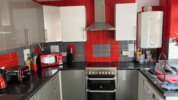 Fridge, microwave, oven, electric kettle