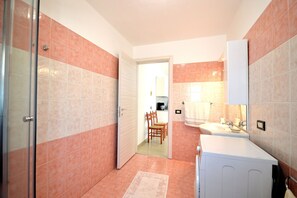 Regadera, secadora de cabello, toallas