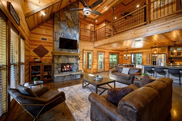 TV, fireplace, offices, printers