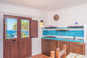 Fridge, microwave, stovetop, electric kettle