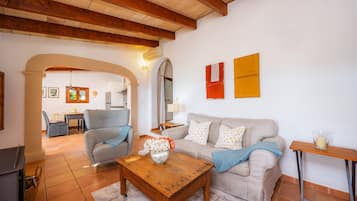 Televisión, chimenea, reproductor de DVD y estéreo