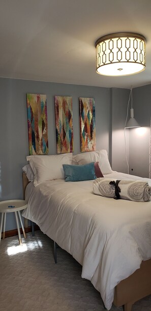 1 chambre, fer et planche à repasser, lit de bébé portatif