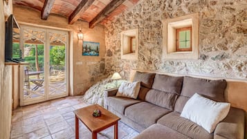 TV, caminetto, lettore DVD, impianto stereo