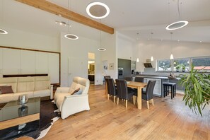 Fernseher, Kamin, DVD-Player, Stereoanlage