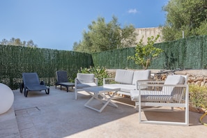 Terrace/patio - Rustic Holiday Home "Los Tres Soles" with Pool, Terraces & Wi-Fi (PORTOCOLOM)