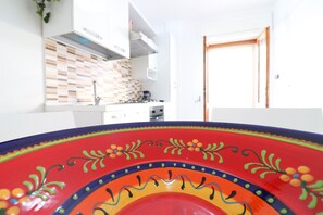 Fridge, oven, stovetop, high chair