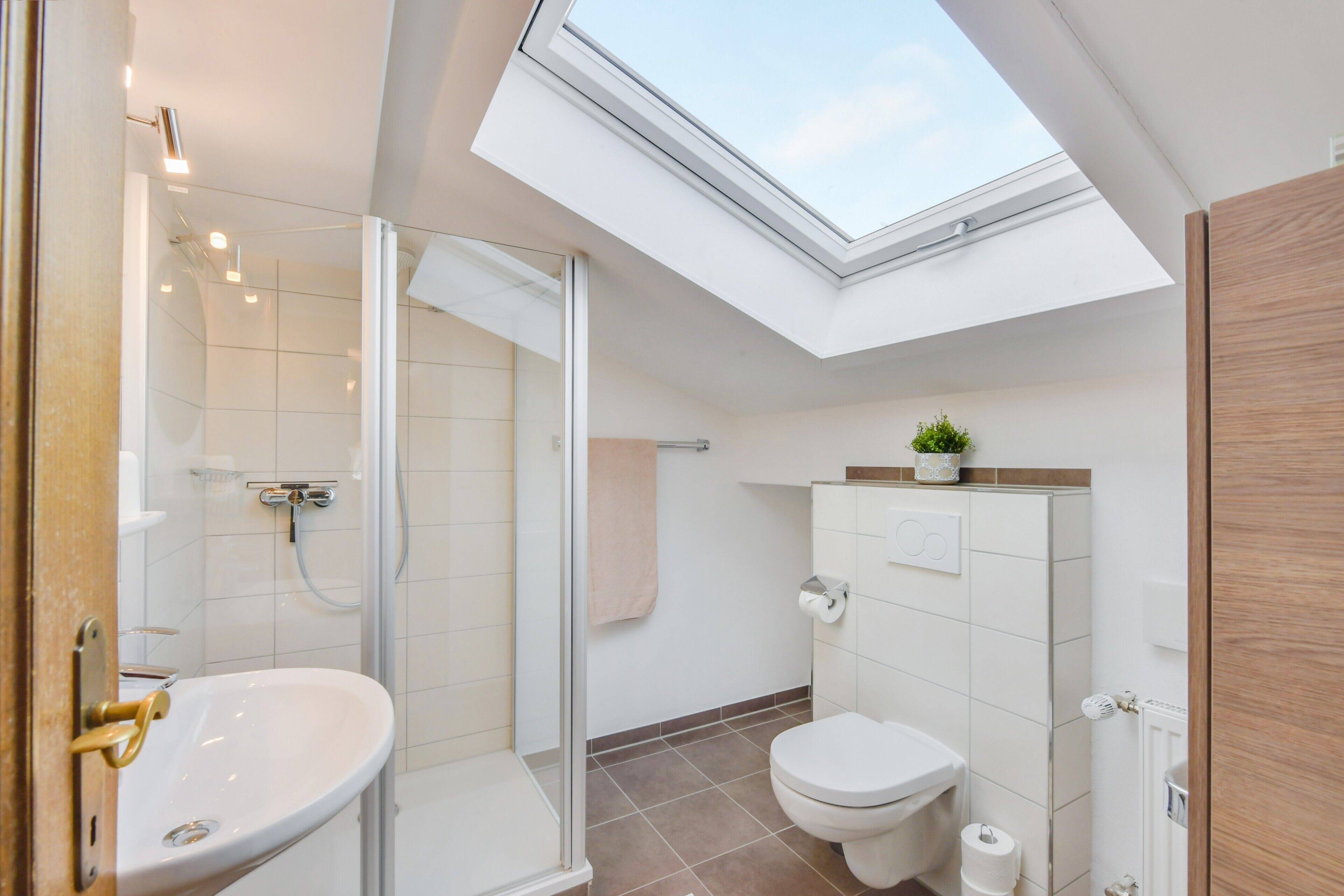 Dusche, kostenlose Toilettenartikel, Haartrockner, Handtücher