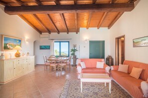 Televisión, chimenea, reproductor de DVD y estéreo 