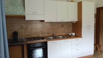 Fridge, oven, stovetop, electric kettle