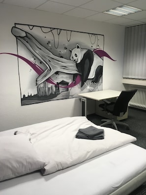 Premium bedding, individually decorated, desk, laptop workspace
