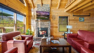 Smart TV, fireplace, DVD player, video library