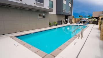 Outdoor pool, sun loungers