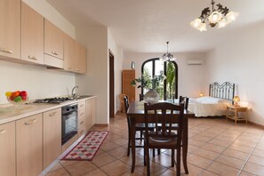 Fridge, oven, stovetop, cookware/dishes/utensils