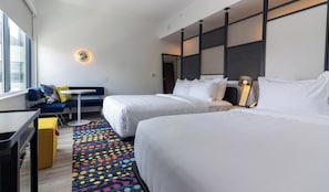 aloft, Room, 2 Queen Beds | Premium bedding, in-room safe, desk, laptop workspace