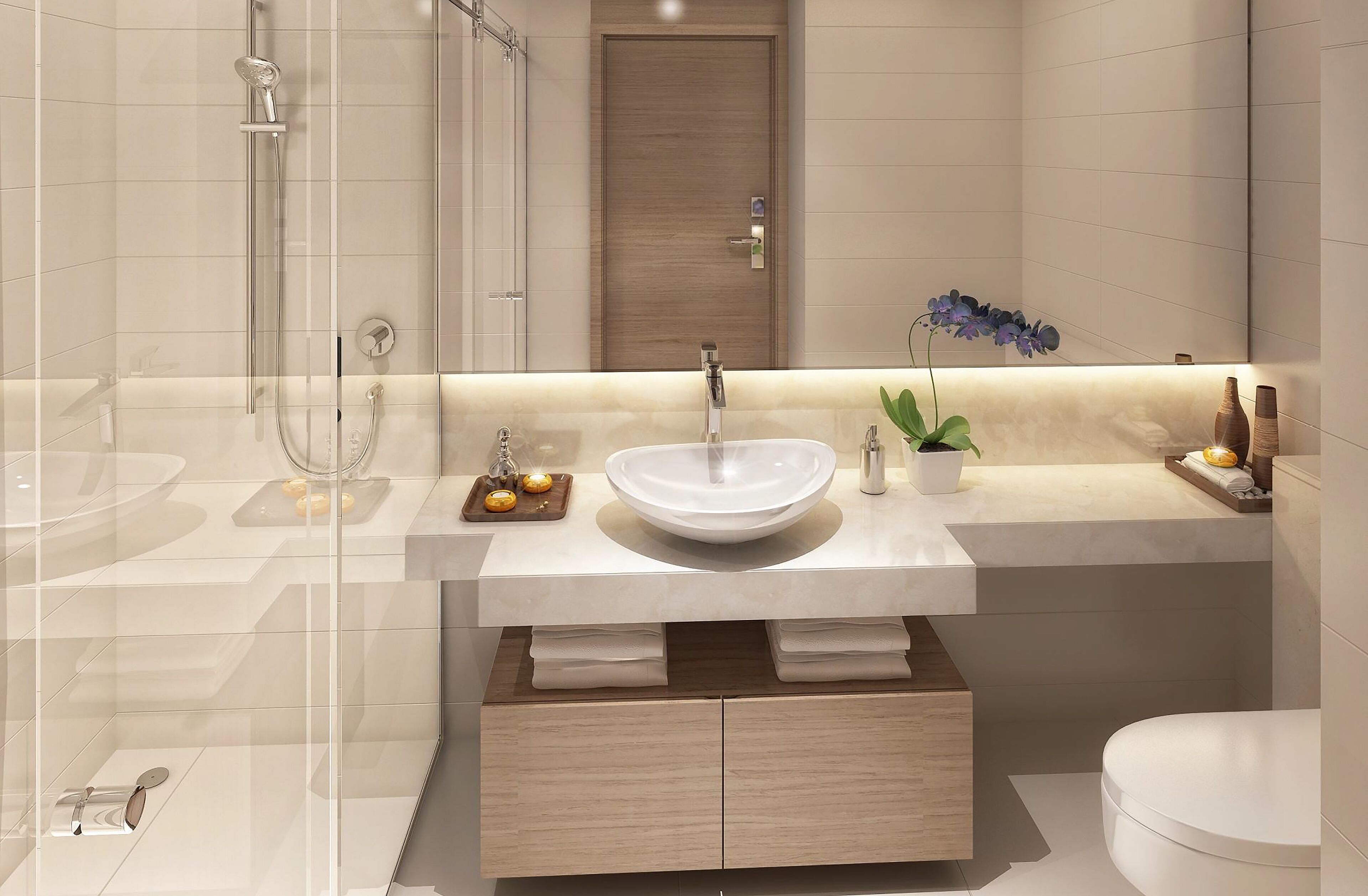 separate bathtub and shower, free toiletries, hair dryer, bathrobes