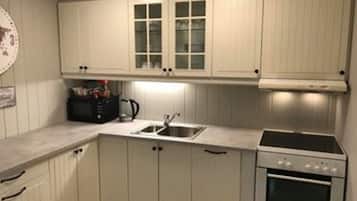 Apartamento, 1 quarto | Cozinha privada | Geladeira, micro-ondas, fogão, cooktop