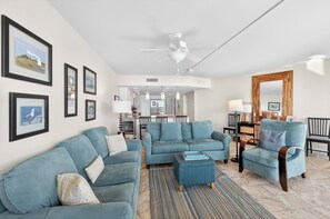Flat-screen TV - Sandpiper Condominiums 301, Panoramic Gulf Views w/ direct access to Mustang Island/Port A beaches. (Port Aransas)