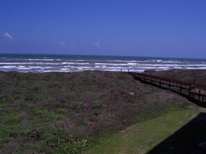 Walk along the boardwalk to the ocean's edge.