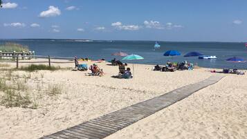 Sun loungers, beach umbrellas, beach towels