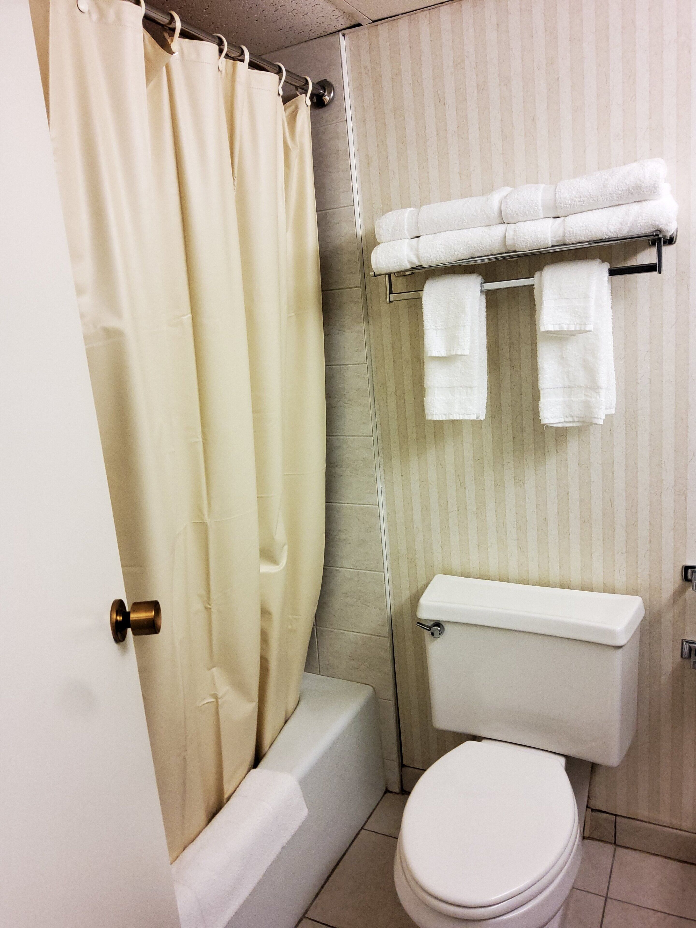 combined shower/bathtub, towels