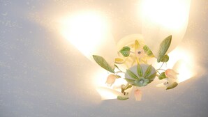 A ceiling with a floral light fixture. - 1 # Disneyland 6 minutes / To Tokyo Station 13 minutes / wifi / 24 hour supermarket nearby / (浦安市)