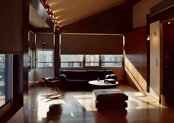 TV, music library, video library, stereo