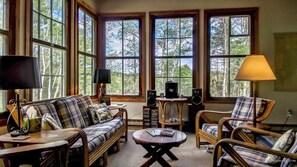 Living room overlooking water