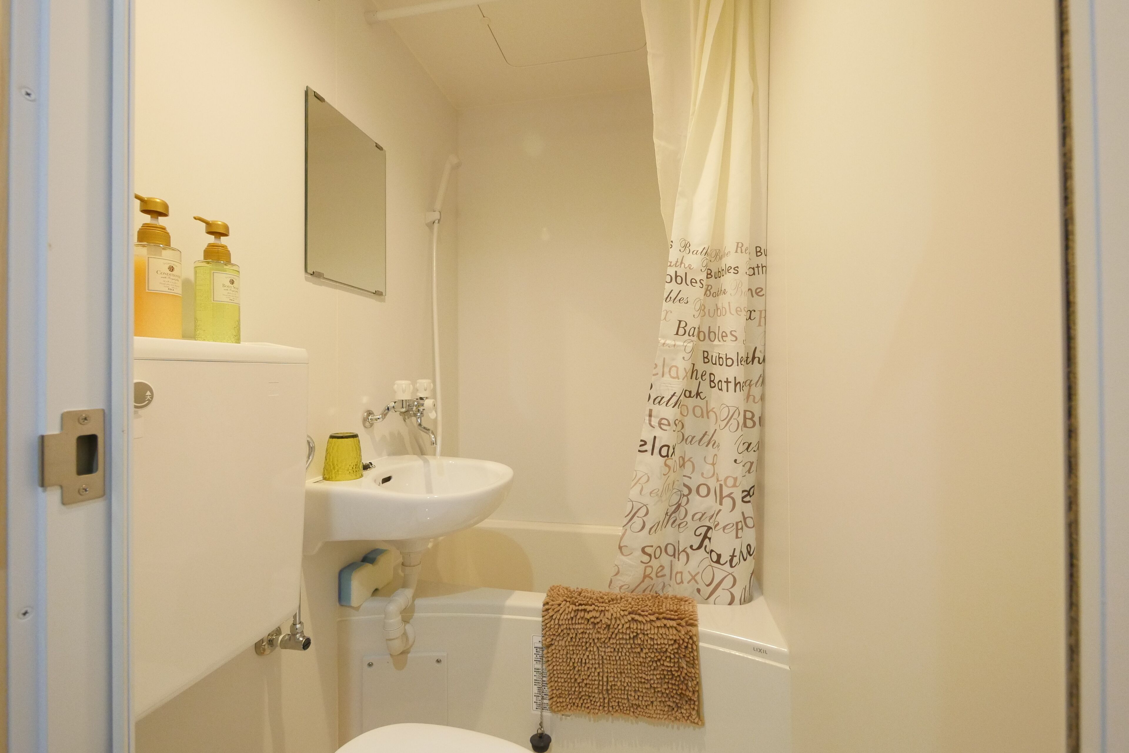 Hair dryer, soap, shampoo