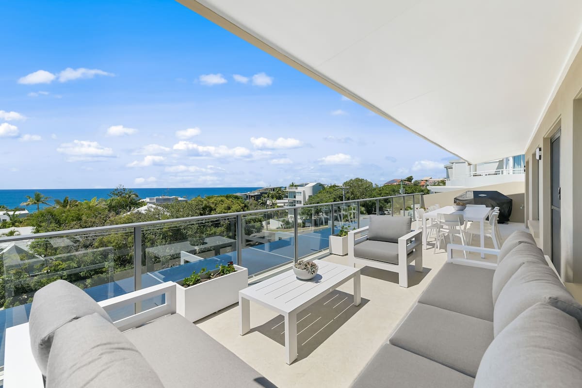 Panoramic-Apartment, Mehrere Betten, Balkon, Meerblick | Blick vom Balkon