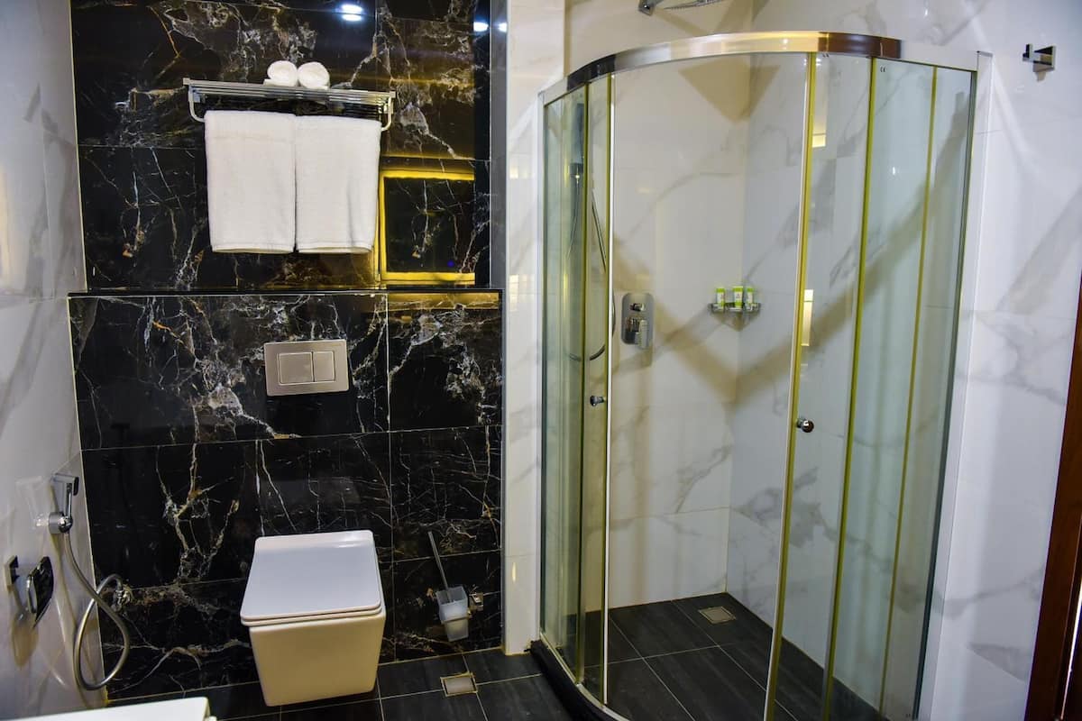 free toiletries, hair dryer, bathrobes, slippers