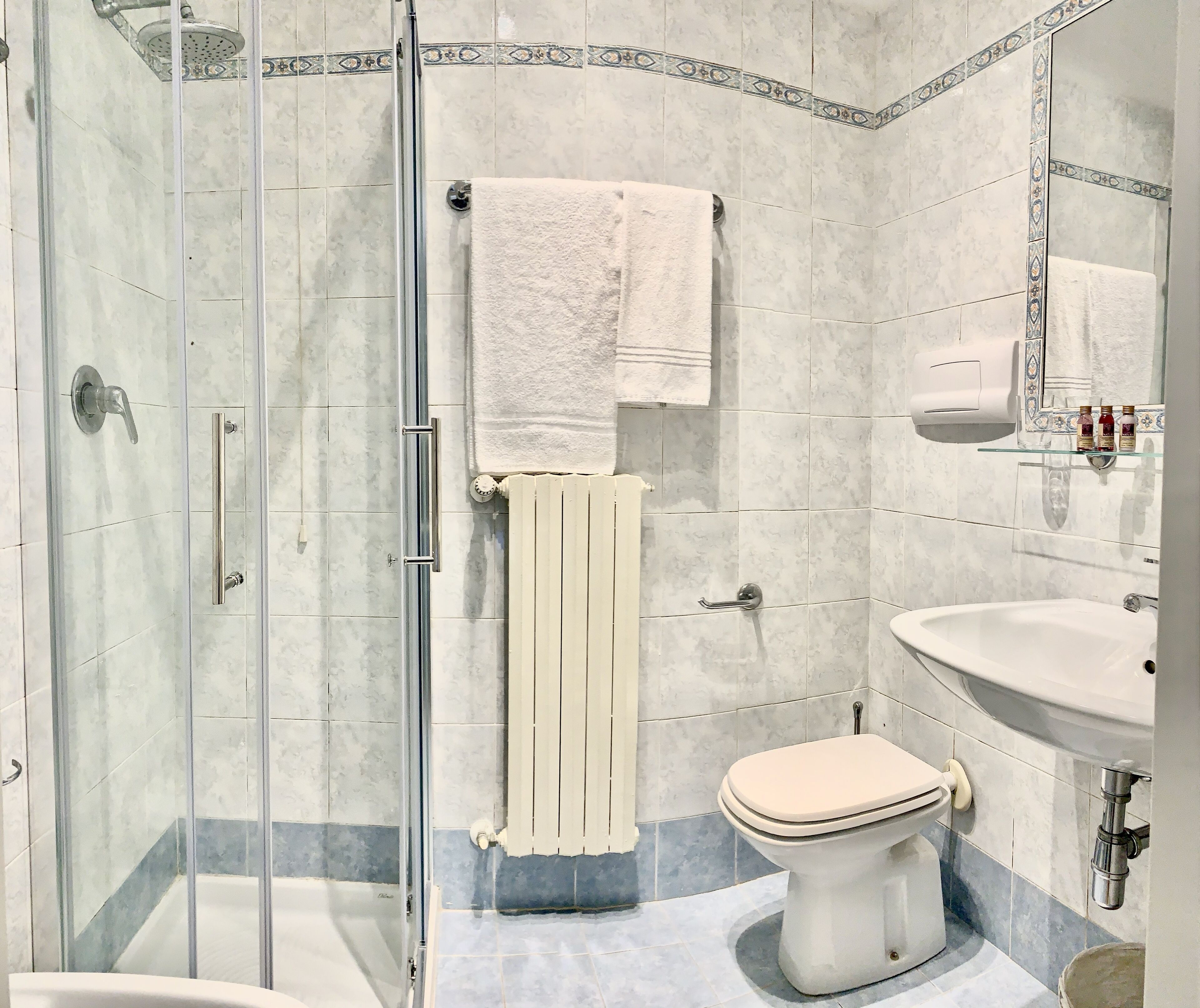 comfort single room | bathroom | bathrobes, bidet, towels, soap