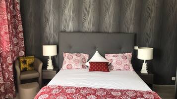 Luxury Room | Individually decorated, desk, laptop workspace, iron/ironing board
