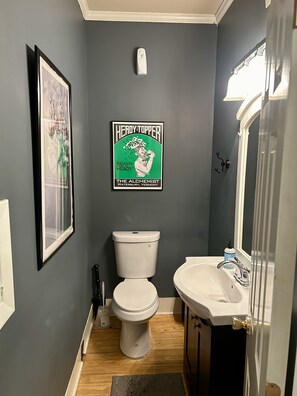 Shower, towels, soap, toilet paper