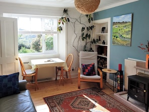 TV, fireplace