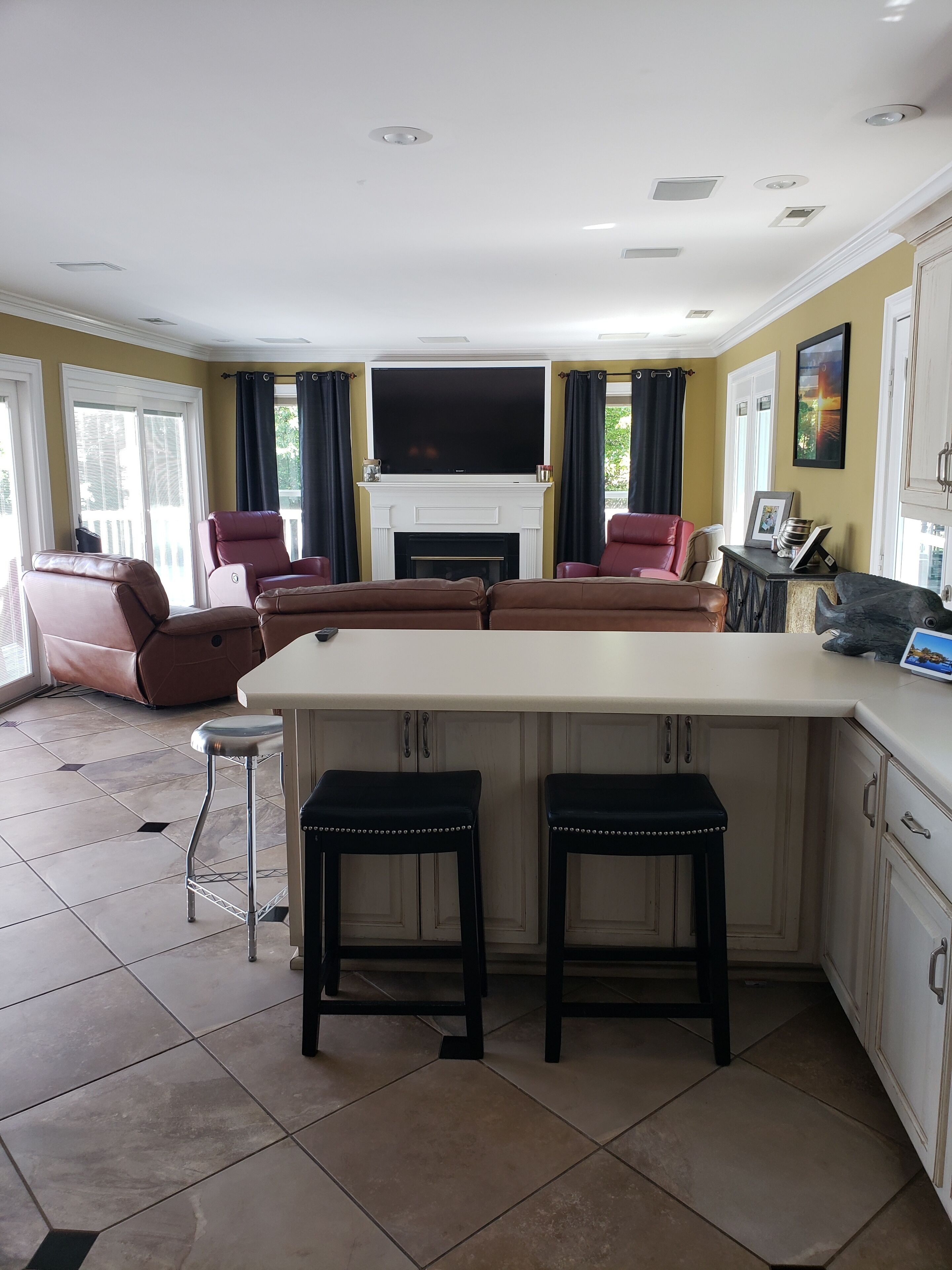 Wilson Lake House. Boatlift underneath living room.