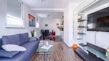 TV, DVD player, stereo