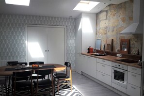 Fridge, oven, dishwasher, coffee/tea maker
