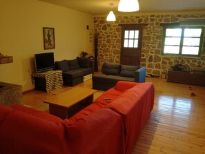 Smart TV, fireplace, DVD player