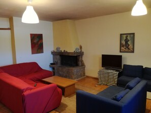 TV connectée, cheminée, lecteur de DVD