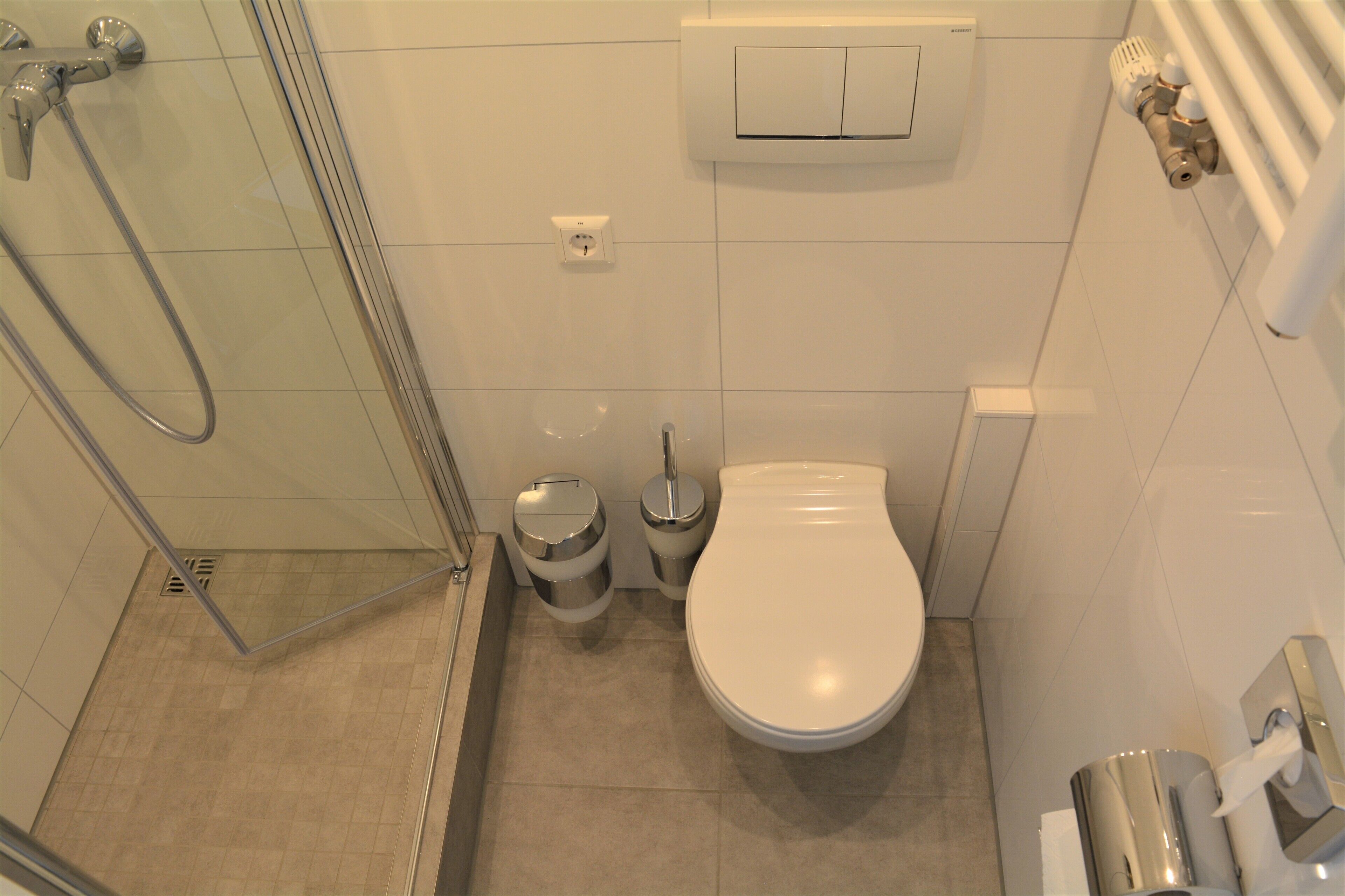 standard double or twin room | bathroom | shower, hair dryer, towels, soap
