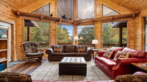 Smart TV, fireplace, video games, DVD player