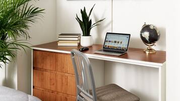 Desk, free WiFi, bed sheets