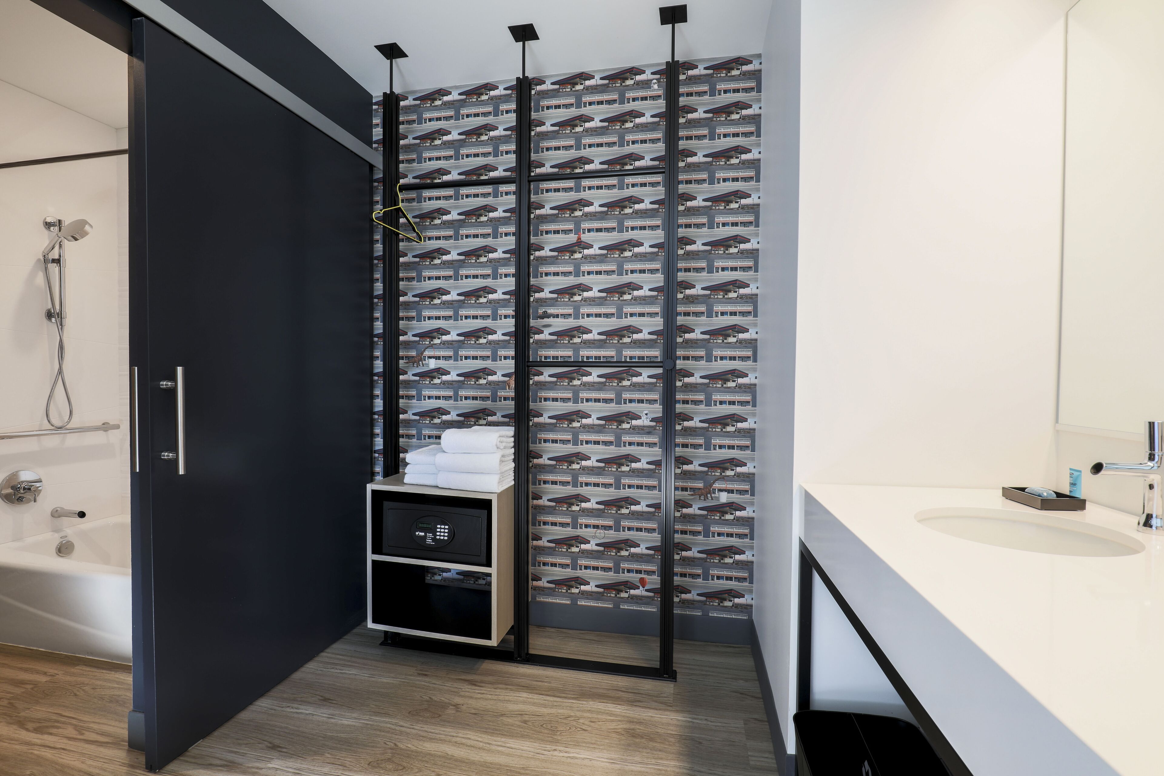 shower, rainfall showerhead, designer toiletries, hair dryer