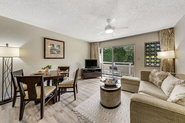 TV, DVD player, books