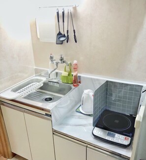 Apartment | Private kitchenette | Fridge, microwave, stovetop, electric kettle