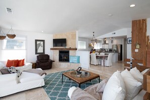 Fireplace - Luxury Beach Home with Indoor Salt Water Heated Pool! (Oceano)