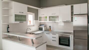 Apartment (Luxury 3 Bedroom Apt with Terrace) | Private kitchen | Fridge, stovetop, electric kettle, cookware/dishes/utensils