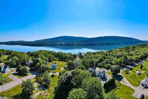Ariel view of property from above it and Somes Sound (Ocean) far left corner
