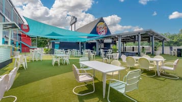 Outdoor pool, open 10:00 AM to 9:00 PM, cabanas (surcharge)