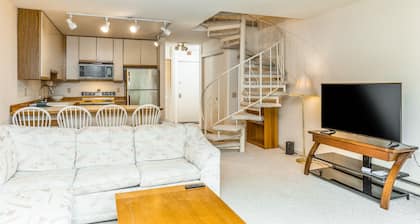 Amazing mountain view condo with private balcony, easy ski resort access